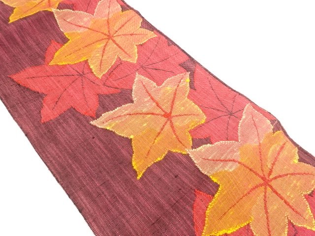 JAPANESE KIMONO / NAGOYA OBI / TSUMUGI / WOVEN MAPLE 